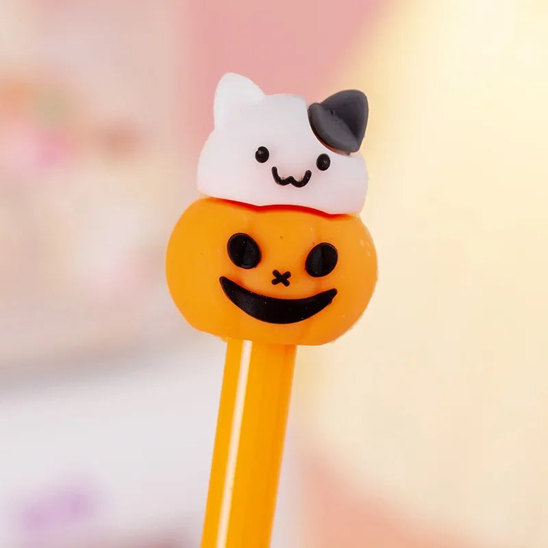 1-6-36 Pieces Stationery Cute Cartoon Halloween Pumpkin Cushaw Gel Pen Creative