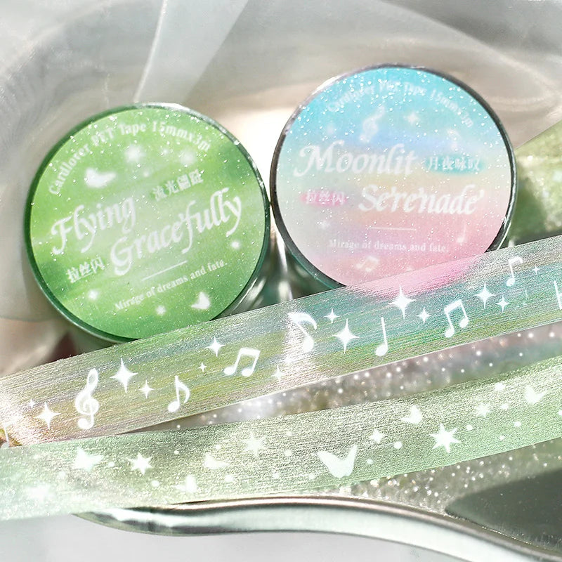 15mm * 3m Kawaii Ins Sparkling PET Tape Creative Collage DIY Scrapbooking Material Aesthetic Masking Tape