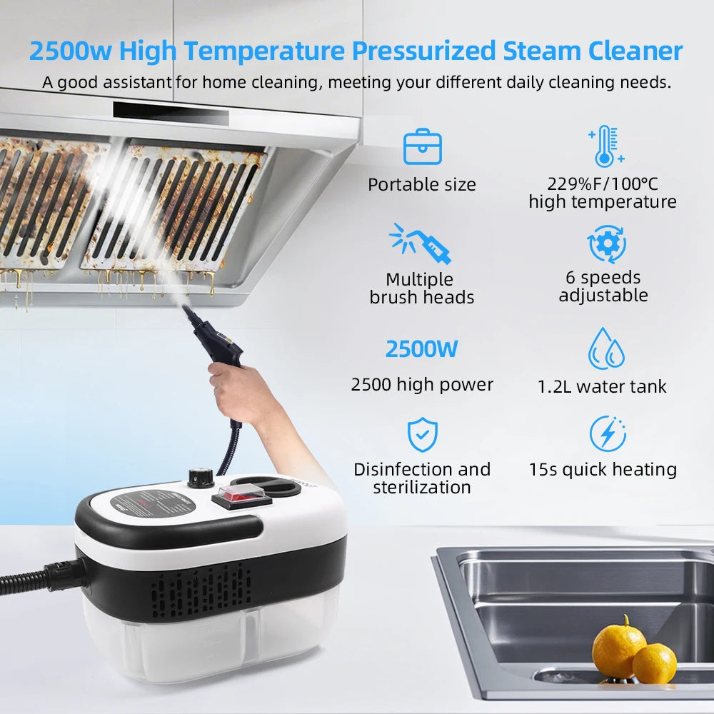 2500W Multi Function Steam Cleaners High Temperature Pressure Handhold Steam Cleaners Easy Clean Household Tool Kitchen Clean