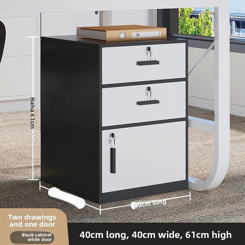 File cabinet with lock Office wooden mobile storage cabinet Drawer cabinet with wheel