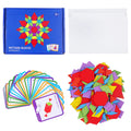 155 PCS Wooden Pattern Blocks Set, Geometric Shape Puzzle, Kindergarten Classic Educational Montessori Tangram Toys for Kids