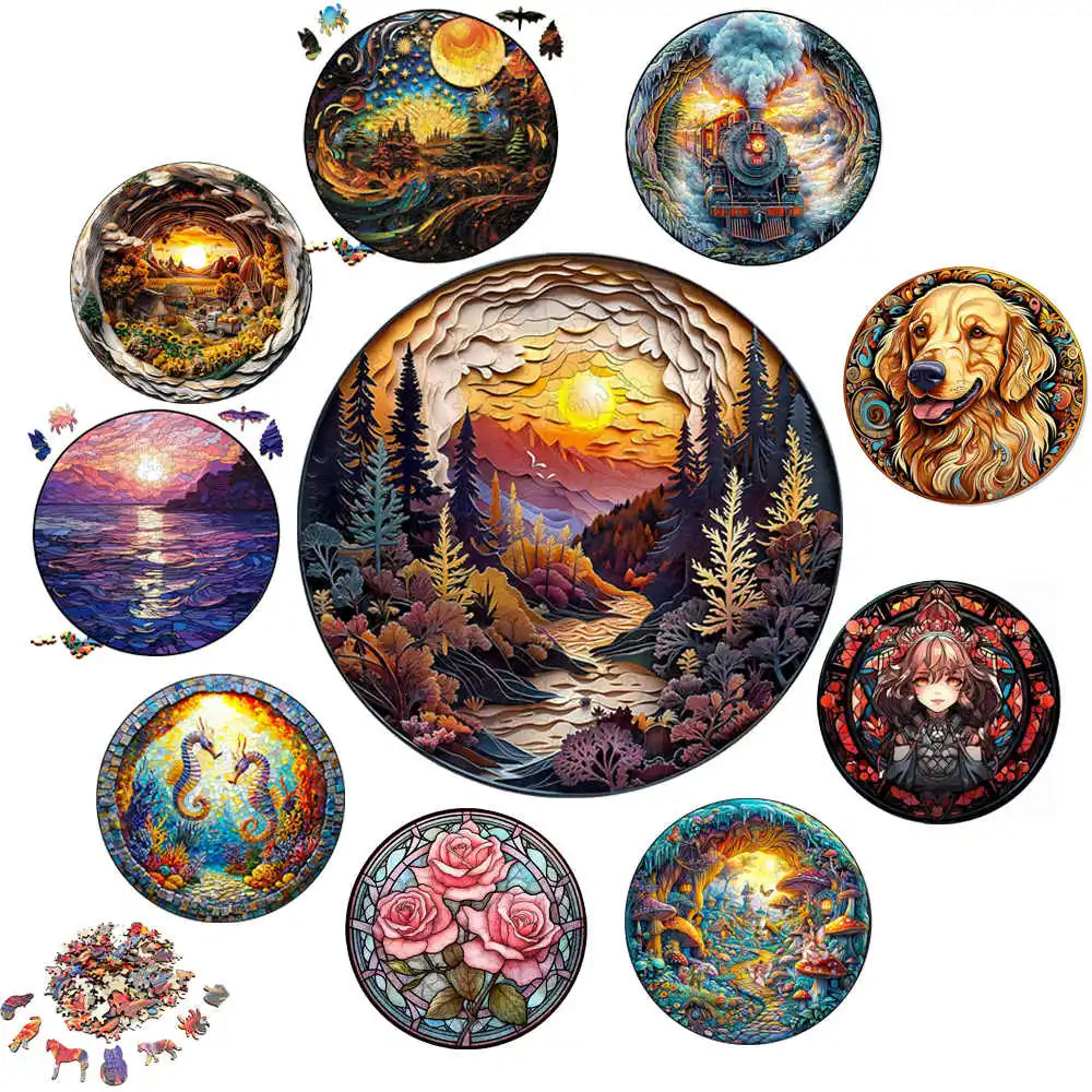 Beautiful Train Dog Wooden Puzzle Animal Puzzle Wood  Intelligent Jigsaws for Kids Adult Holiday Gifts DIY Toys