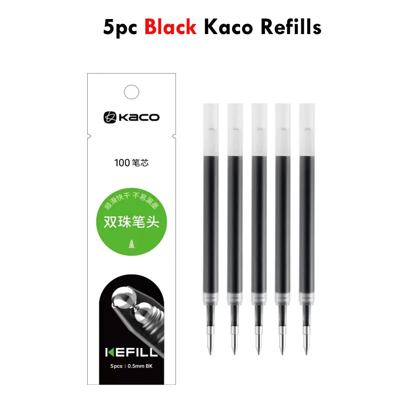 KACO Kawaii Rotate Gel Pen канцелярия 0.5MM Black Ink Fluent Writing Canetas High Capacity Boligrafo School Office Stationery