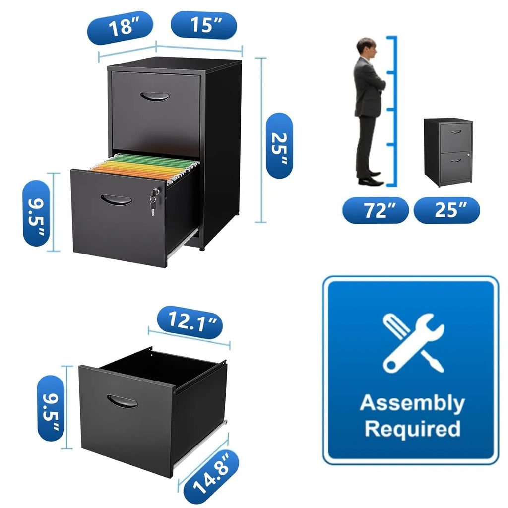 2 Drawer File Cabinet with Lock, Metal File Cabinets for Home Office, Two Drawer Locking Filing Cabinet, Small File, Customized