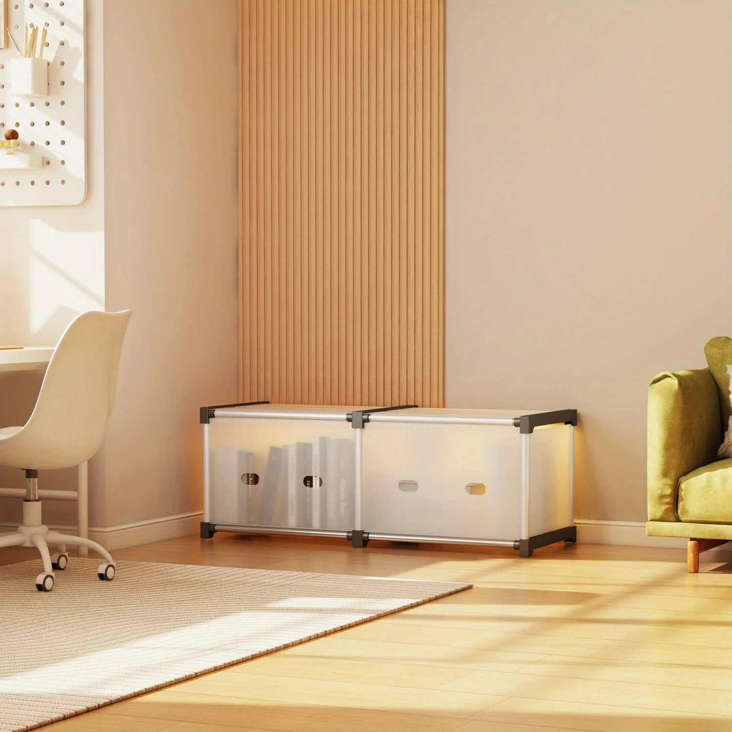 Floor-Standing Dust-Proof Bookshelf Indoor Small Cabinet for Snacks/Clothes/Books Bedroom  Living Room Storage Organizer