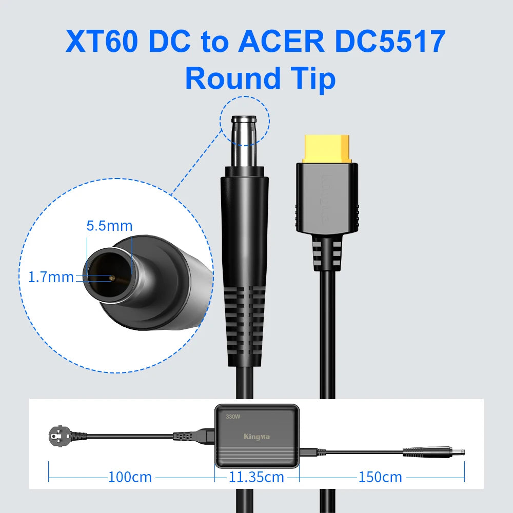 New King Ma GaN Adapter 19.5V 16.92A 330W Power Charger for Acer PREDATOR HELIOS 300 PH317-55 Laptop A20-330P1A  A330A012P