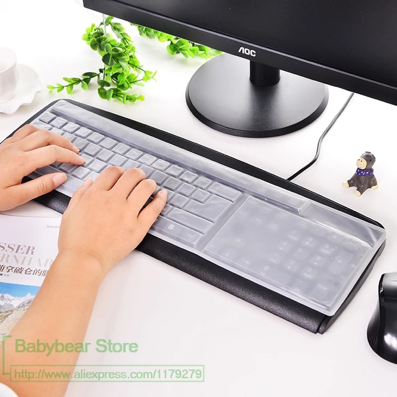44*14cm Silicone Keyboard Protector Cover Skin for Computer Desktop Keyboards for 19'' 21.5'' 22.1'' 23'' 24'' 27'' 29''