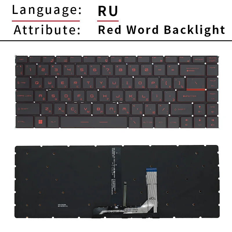 US Russian Laptop Keyboard With Backlight For Msi GF65 GF63 PS63 PS42 8RD/E MS-16R2 MS-16R3 MS-16Q4 MS-16W1 GS65 Stealth 8RE/F