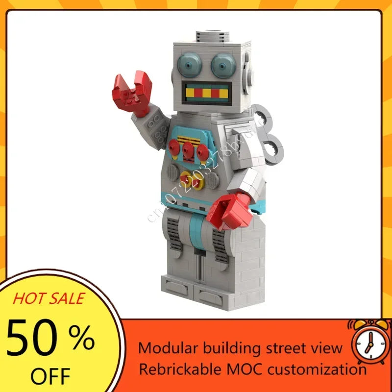707PCS MOC Custom Puzzle Up Scaled Clockwork Robot MOC Model DIY Assembled Aircraft Educational Children Toys Xmas Gifts