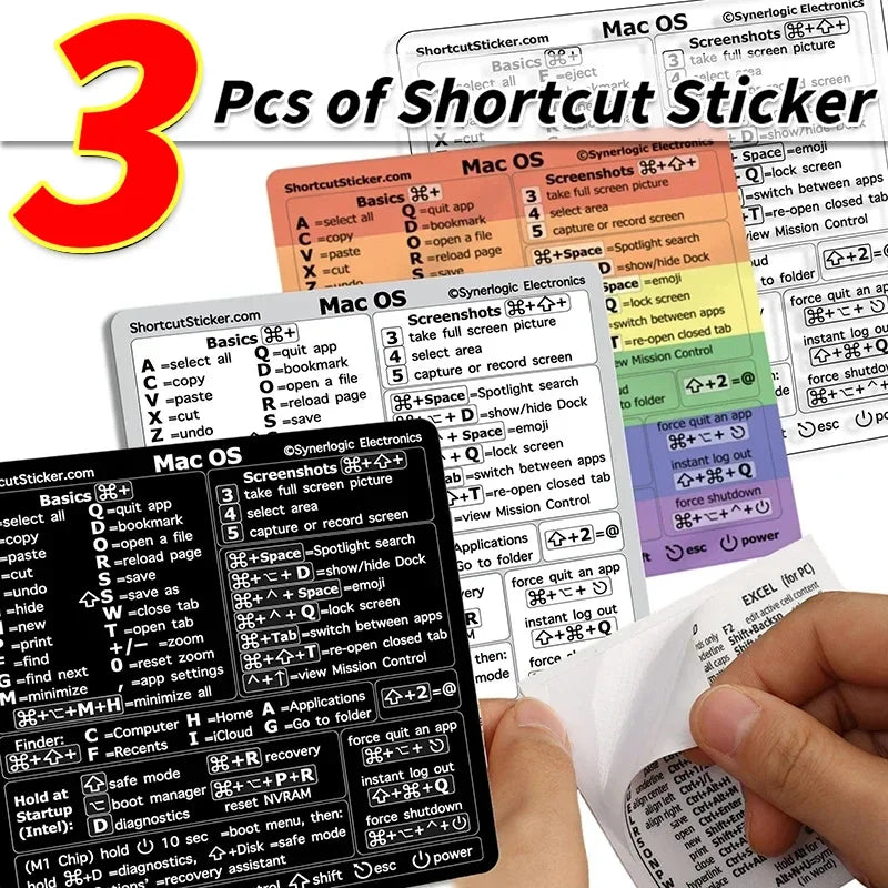 For Windows PC Computer Reference Keyboard Shortcut Stickers Adhesive Transparent Decal For Macbook OS Laptop Desktop Shortcuts