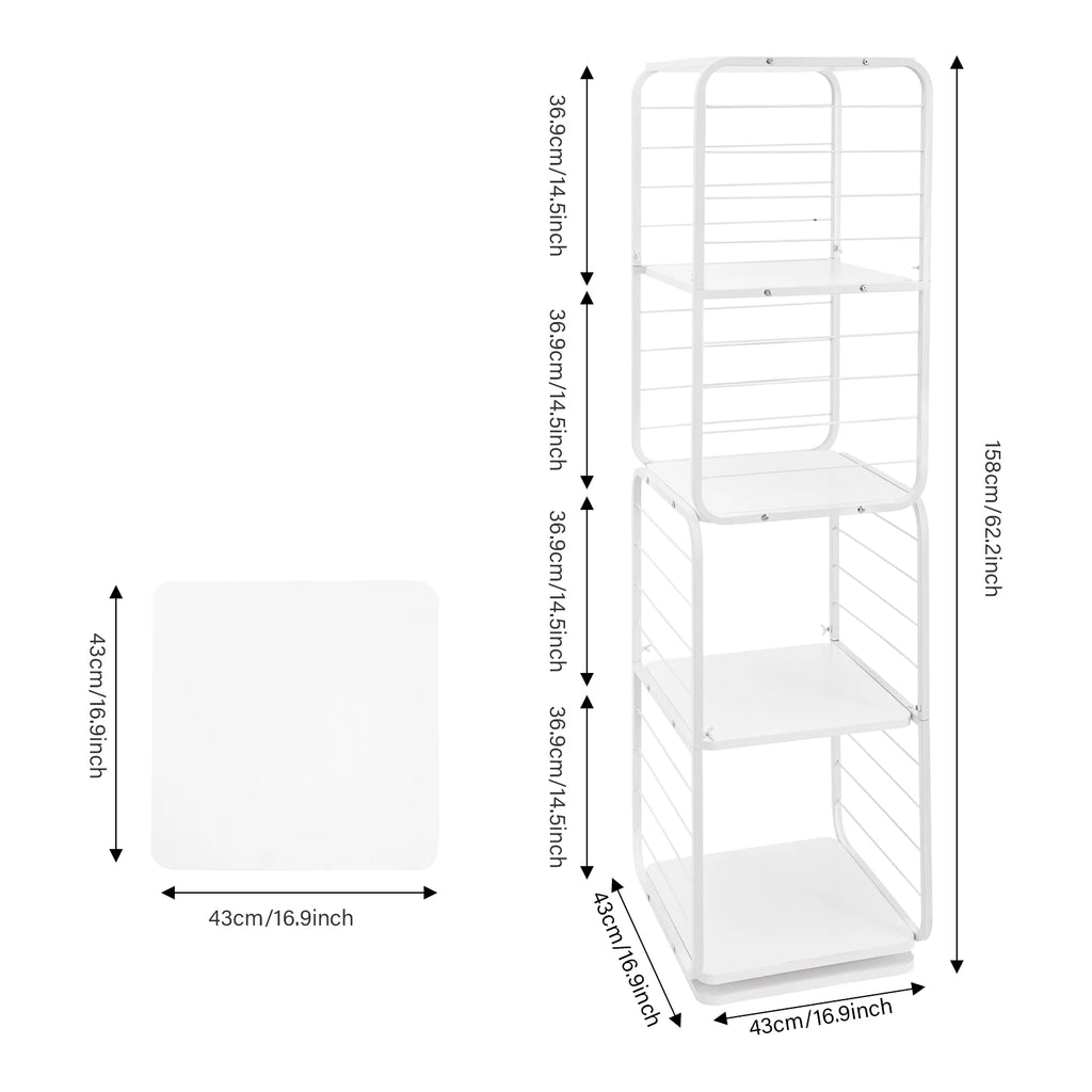 4-Tier Rotating Bookshelf 360° Rotating Revolving Book Storage Organizer Floor Standing Bookcase Display Shelf for Home Office