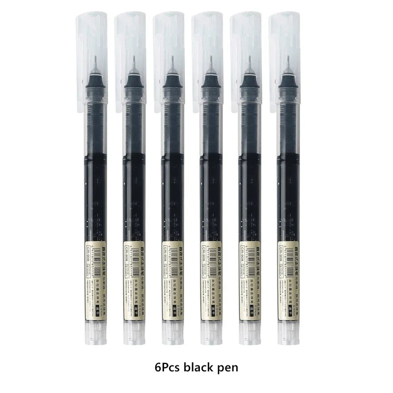 3/6/10Pcs Exam Signature Gel Pen 0.5mm Black Blue Ink School Office Student Ballpoint Straight Pens Writing Stationery School