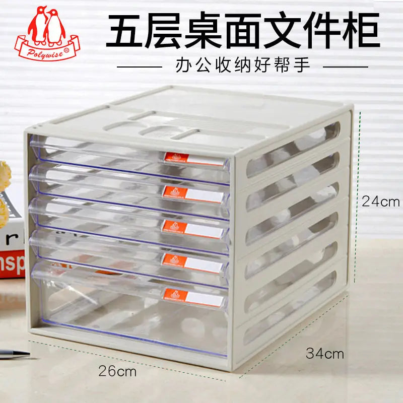 Desktop File Cabinet, 4-Tier Clear Drawer Organizer, Dustproof Plastic Storage for Office, Home Desk Document Organizer