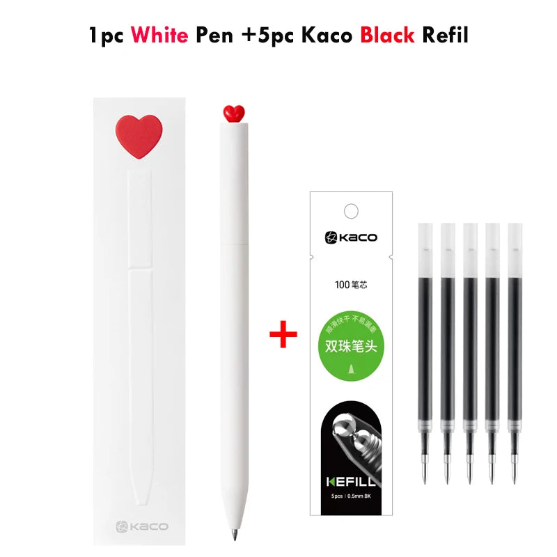 KACO Kawaii Rotate Gel Pen канцелярия 0.5MM Black Ink Fluent Writing Canetas High Capacity Boligrafo School Office Stationery