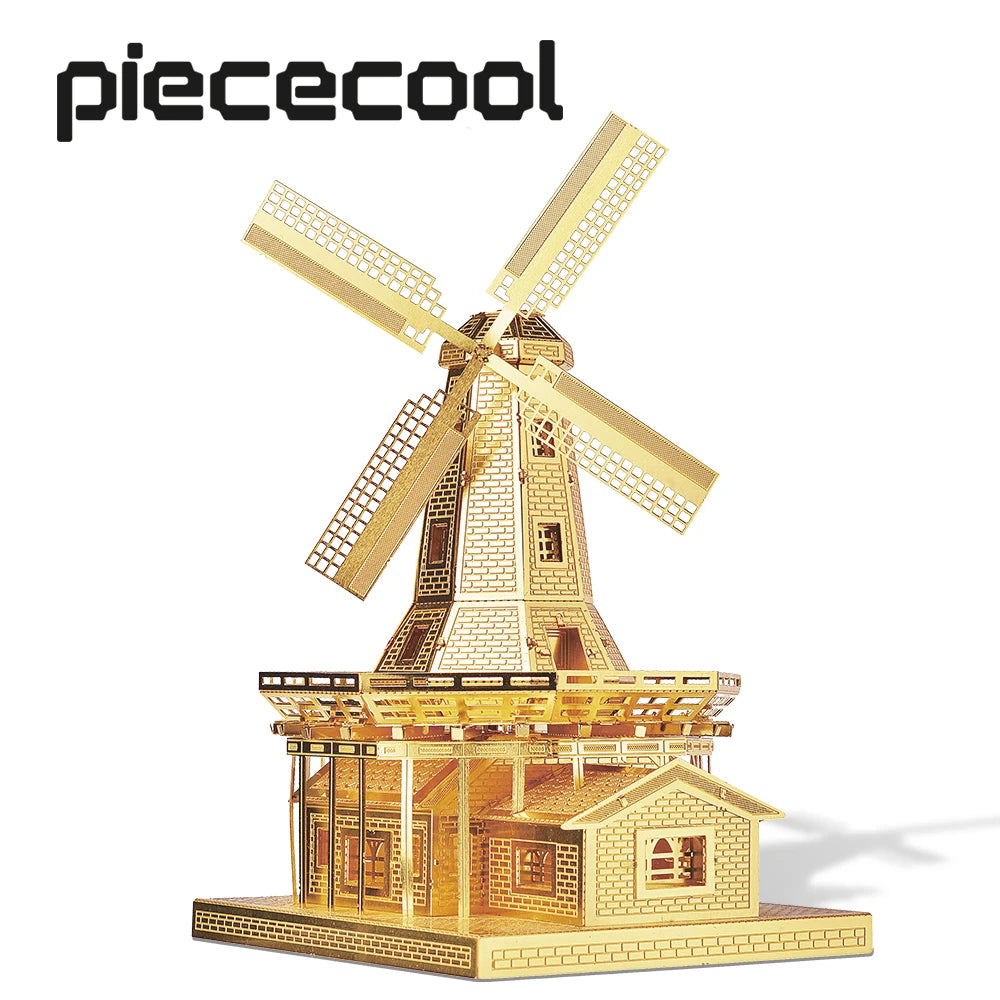 Piececool 3D Metal Puzzles Dutch Windmill Assembly Model Kits for Adult DIY Toys Building Kit Jigsaw Teen Gift