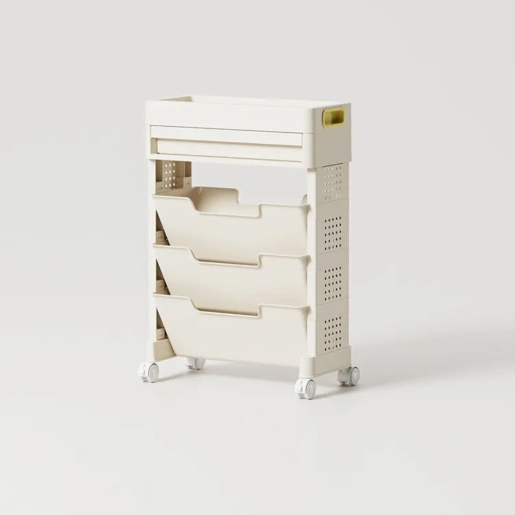 Movable bookshelf Floor-to-ceiling with wheels Bedroom desktop textbook storage rack Study multi-layer book shelf