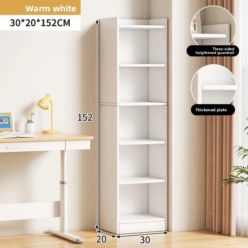 Narrow Bookshelf Modern Simple Small Floor-to-wall Multi-layer Storage Rack Corner Cabinet Narrow Locker
