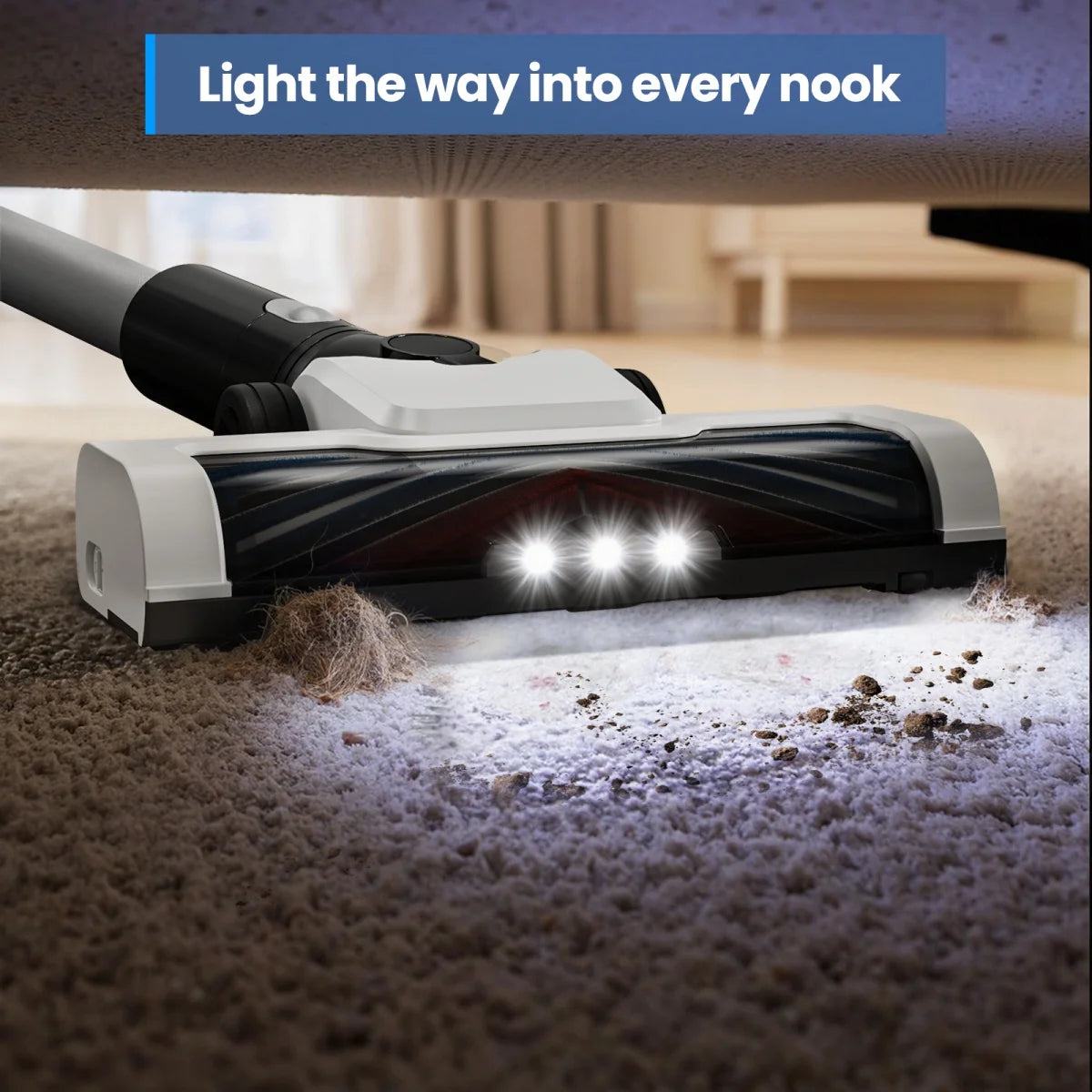 30KPA/40Mins Cordless Vacuum Cleaner, with Upgraded Green Light & Anti-Tangle Floor Brush,for Home,Carpets, Pet Hair,Hard Floor