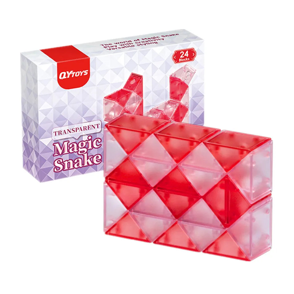 QiYi Magic Ruler Crystal Clear Glass Color 24/36/48/60/72 Segments cubo magico Snake Twist Cube Educational Toy For Kids Gift