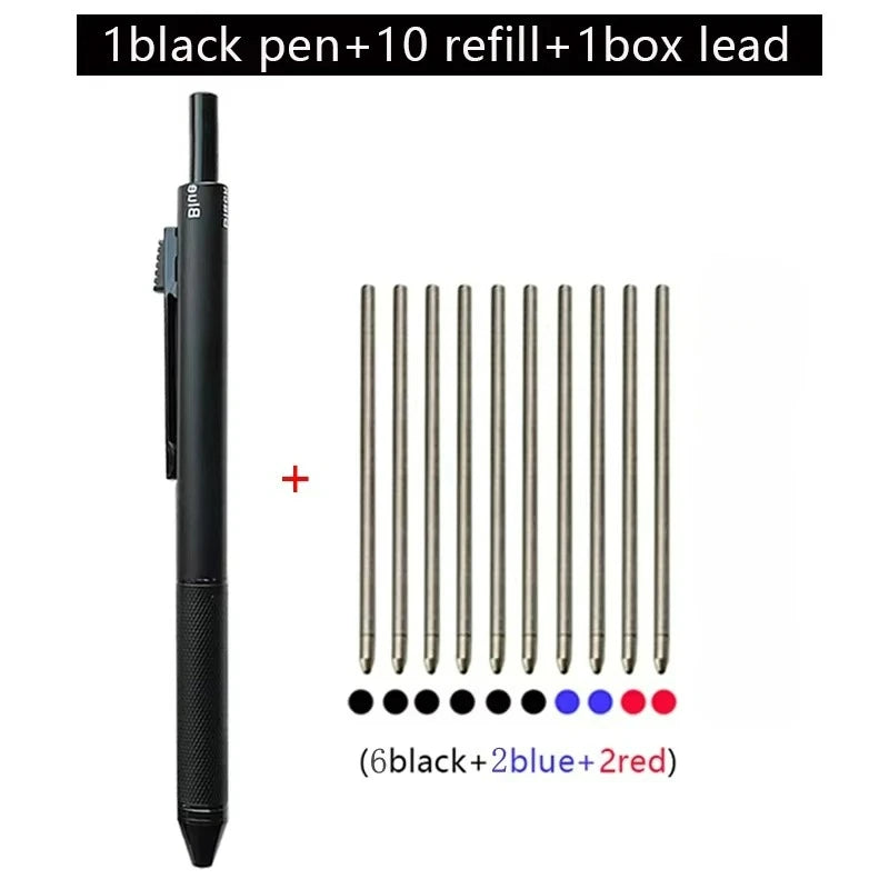 Metal Multicolor Pen 4 In 1 Gravity Sensor Ballpoint Pen 3 Colors Ball Pen and 1 Mechanical Pencil Office School Stationery Gfit