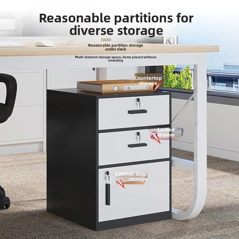 File cabinet with lock Office wooden mobile storage cabinet Drawer cabinet with wheel