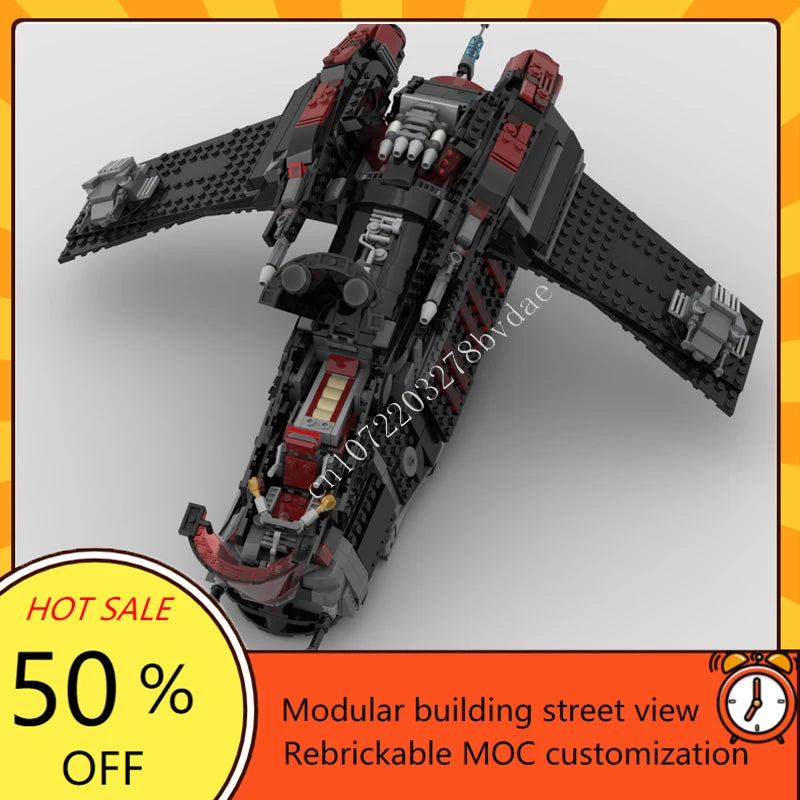 1395PCSThe Dark Falcon LAATi Space War Military MOC SpaceShip Battle Model Custom Puzzle ArchitectureDIY Assembly Model Toy Gift