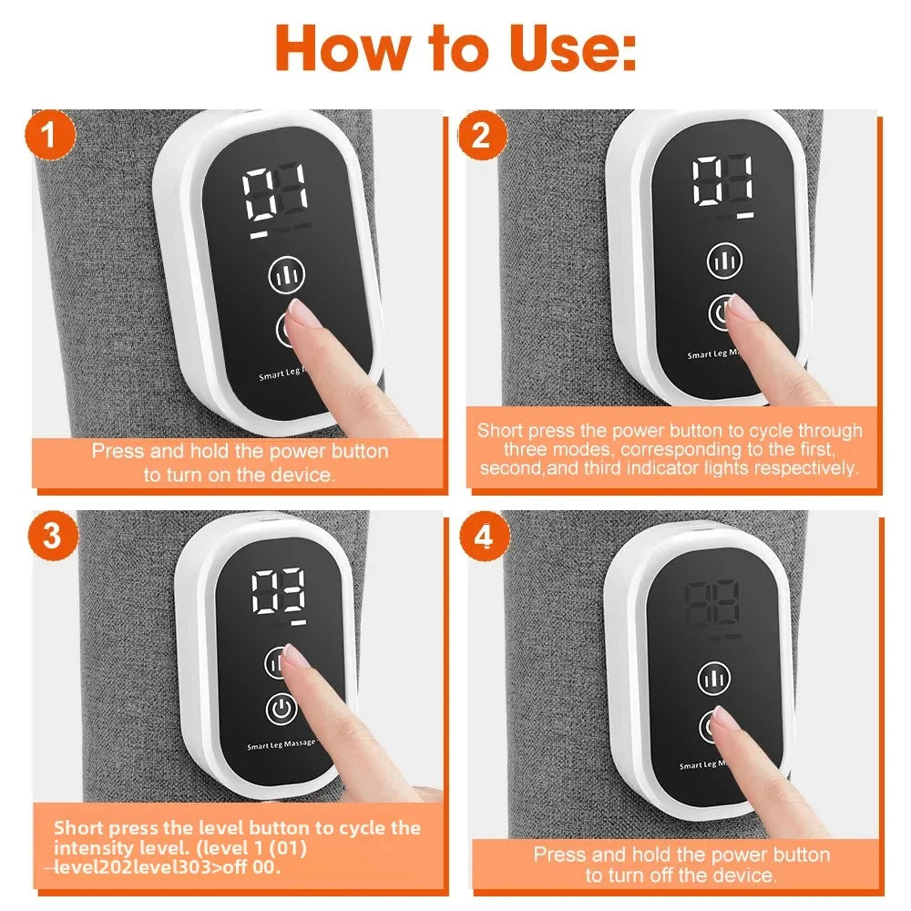 Electric Leg Calf Massager 3 Modes Wireless 360° Air Pressure Leg Massage Airbag Vibration Wireless Leg Massage Muscle Relax
