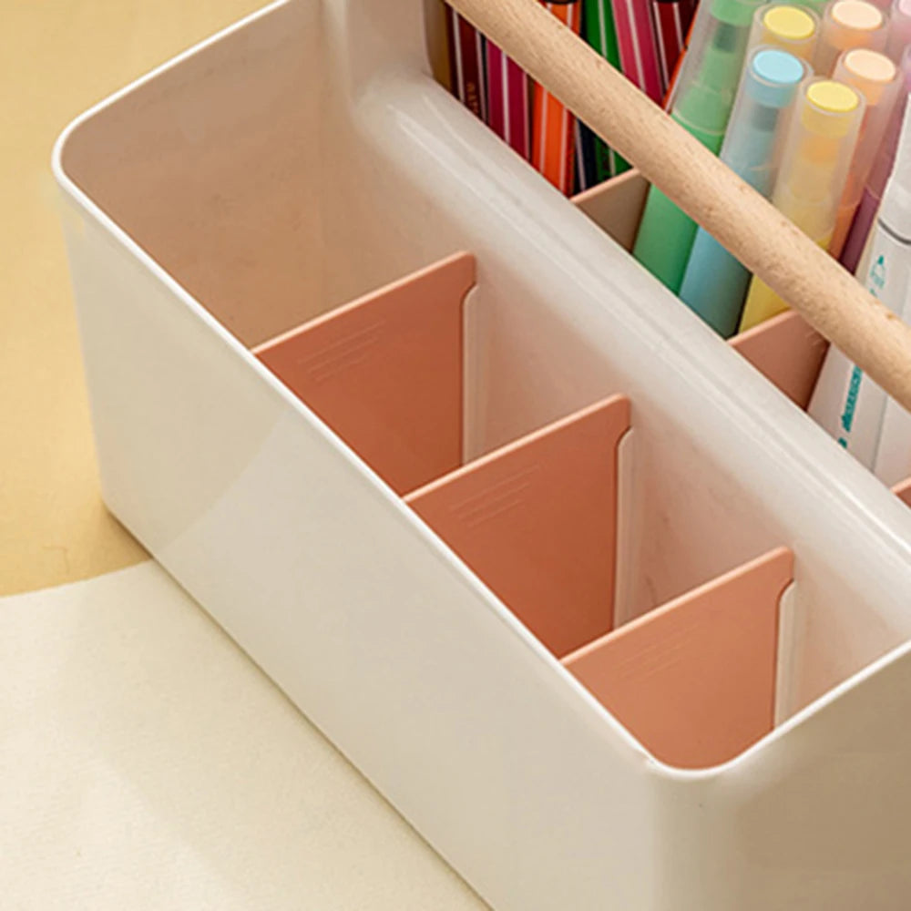 Portable Desktop Pen Holder Large Capacity Cute Marker Pen Stationery Storage Box Creative Pencil Holder Desktop Organizer