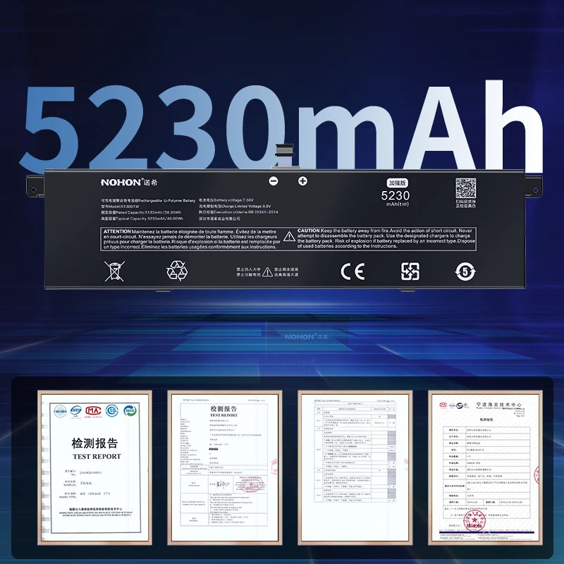 NOHON R13B01W R15B01W Laptop Battery For Xiaomi Mi Air 13.3 12.5 Pro 15.6 Inch Gaming G15B01W R13B02W R10B01W NoteBook Batteries