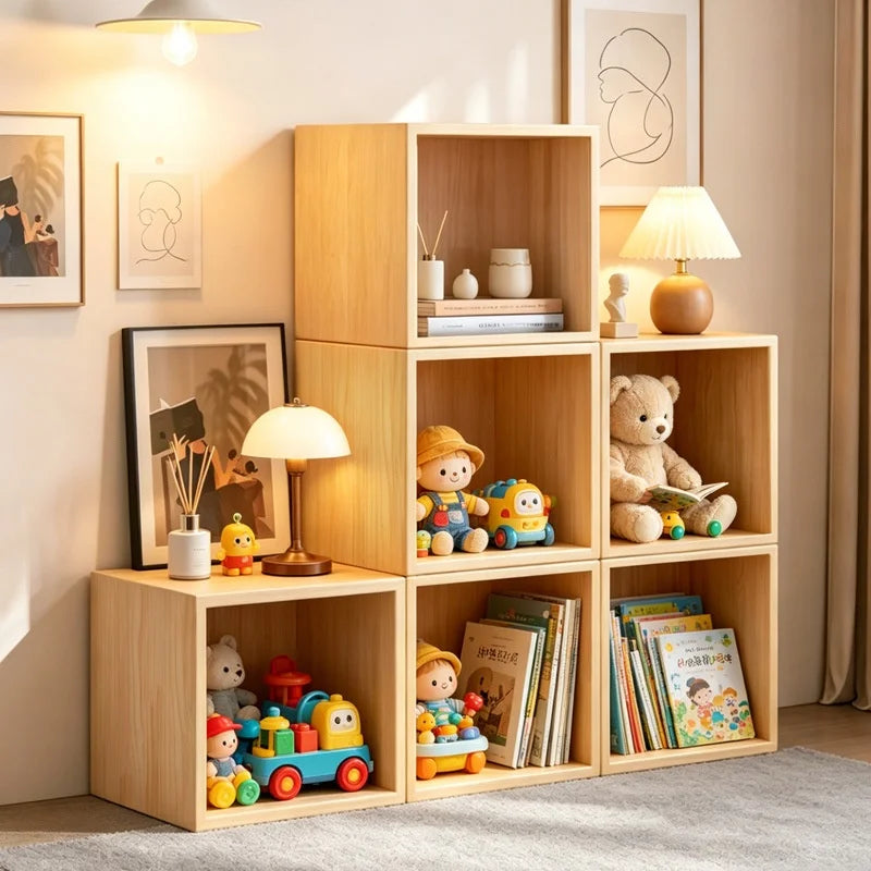 Bookshelf Storage Cabinet Simple Home Mini Bookcase Wood Color Bookshelf Organization Storage Cabinet Shelf Space Box New Sales