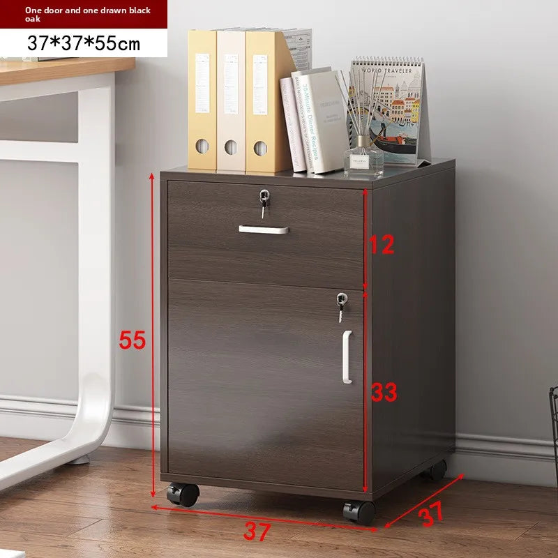 File cabinet with lock Office wooden mobile storage cabinet Drawer cabinet with wheel