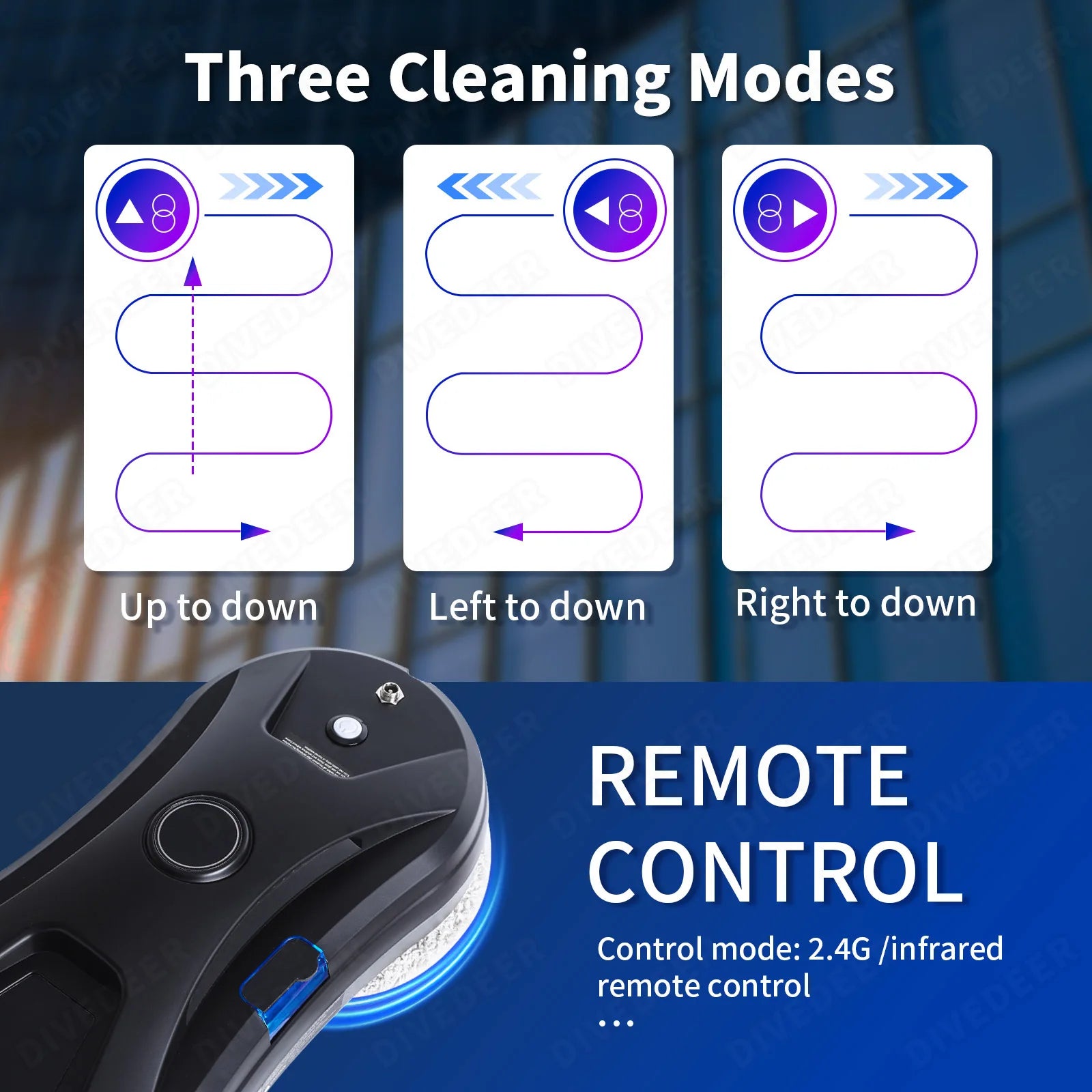 DIVEDEER YTK334 Window Cleaning Robot Water Spray Ultrathin Window Robot Vacuum Cleaner