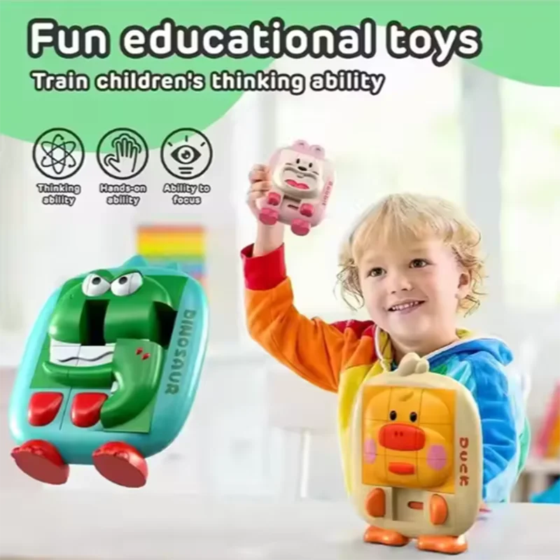Children's early education puzzle thinking training toys Montessori teaching aids handmade three-dimensional sliding puzzle ﻿