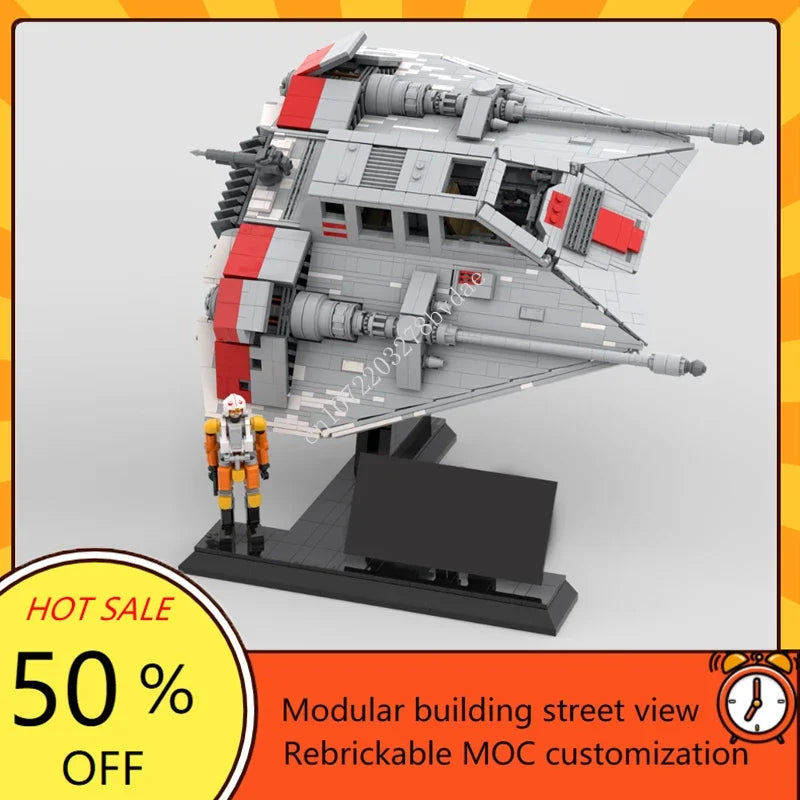 2365PCS MOC Space Battle T-47 Snowspeeder Fighter Model Custom Puzzles Technology Educational DIY Creative Assembly Toy Kid Gift