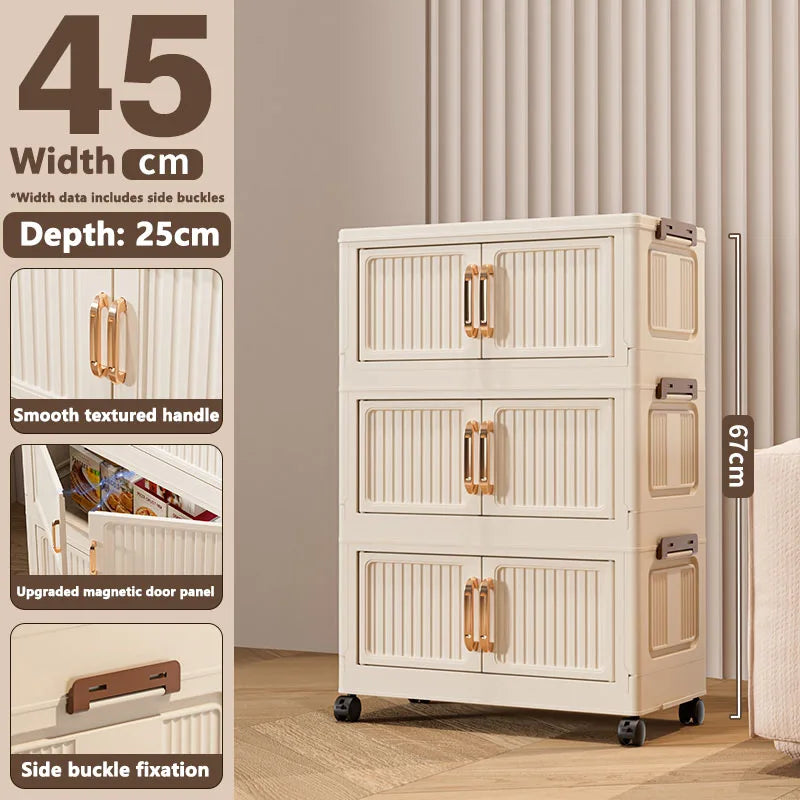 Thickened MultiFunctional Storage Cabinet with Double Doors for Home Living Room Multiple Layers Room Organizer for Miscellaneou