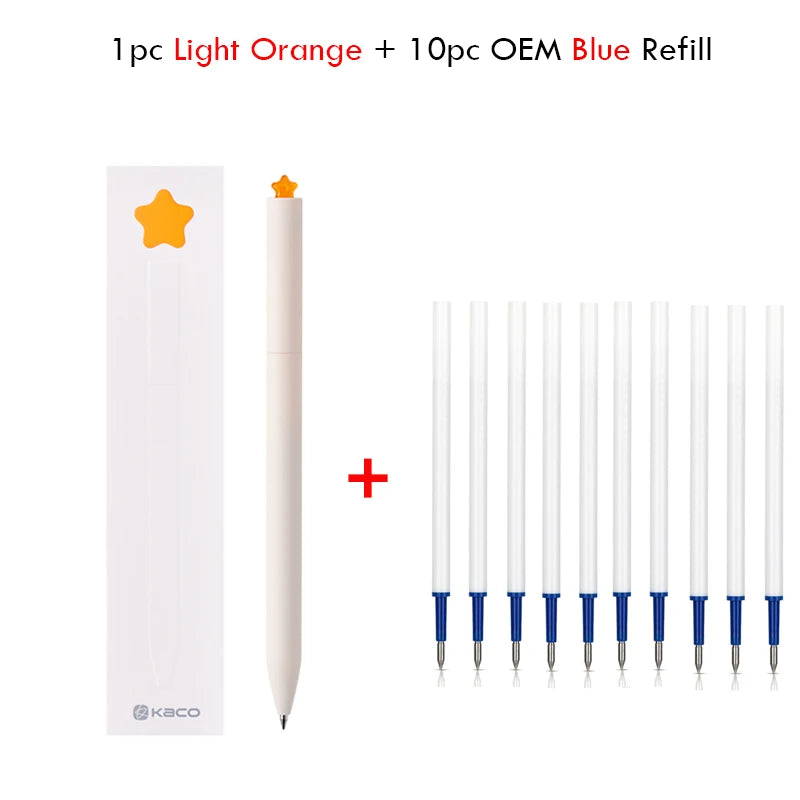 KACO Kawaii Rotate Gel Pen канцелярия 0.5MM Black Ink Fluent Writing Canetas High Capacity Boligrafo School Office Stationery