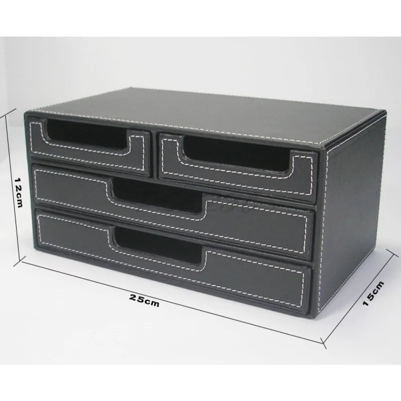 File Cabinet Multi Functional Office Desktop Bill Voucher Storage Cabinet Leather Creative Small Item Storage Box