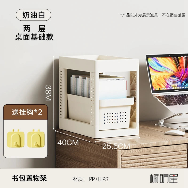 Mobile Bookshelf with Wheels Student Desk Organizer Office Book Storage Stand Layered Floor Standing Shelf for Home And Office