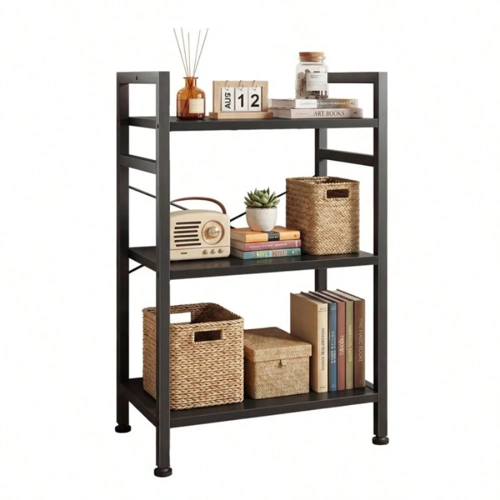 3 Tier Bookshelf, Free Standing Shelf, Bookcase Shelf Storage Organizer, Industrial Book Shelves For Home Office, Living Room