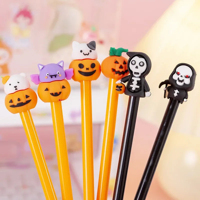 1-6-36 Pieces Stationery Cute Cartoon Halloween Pumpkin Cushaw Gel Pen Creative