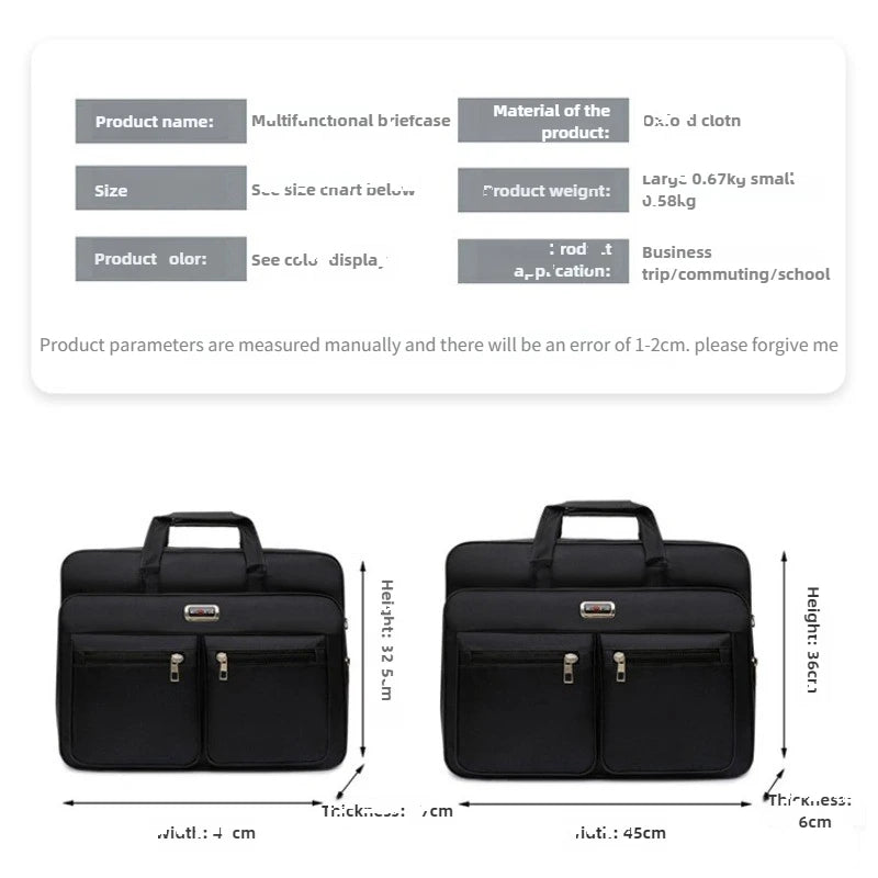 Mens Business Briefcase Large Capacity Multiple Pockets Laptop Compartment Portable Shoulder Bag for Travel Office Daily Use