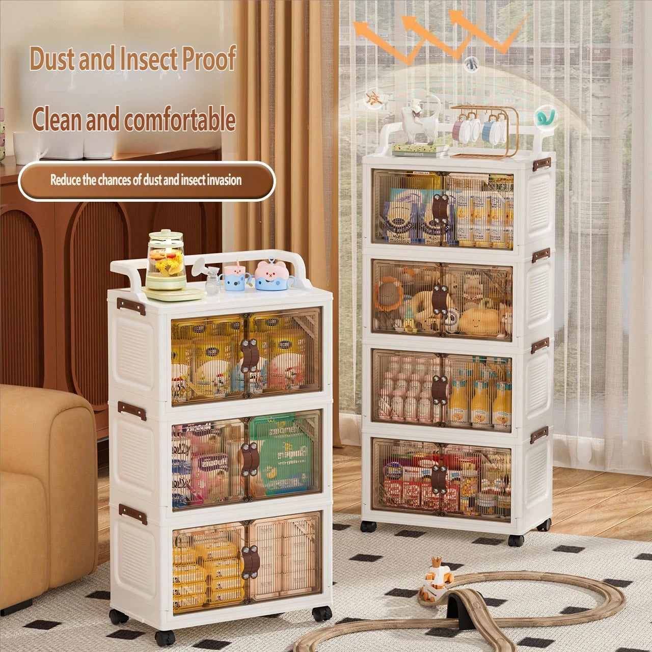 Foldable Home Storage Cabinet for Bathroom And Kitchen Multi-layer Floor-standing Shelf Desktop Organizer for Living Room Gap