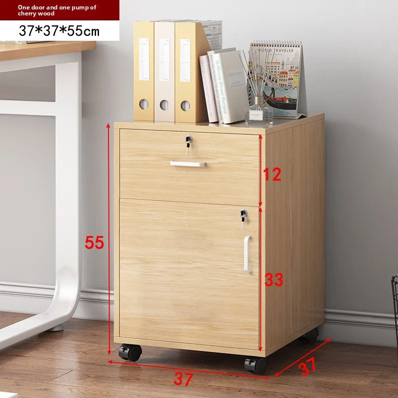 File cabinet with lock Office wooden mobile storage cabinet Drawer cabinet with wheel