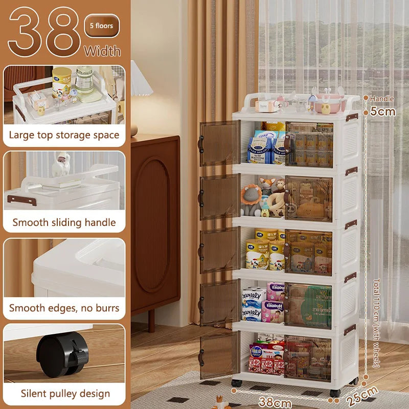 Foldable Home Storage Cabinet for Bathroom And Kitchen Multi-layer Floor-standing Shelf Desktop Organizer for Living Room Gap
