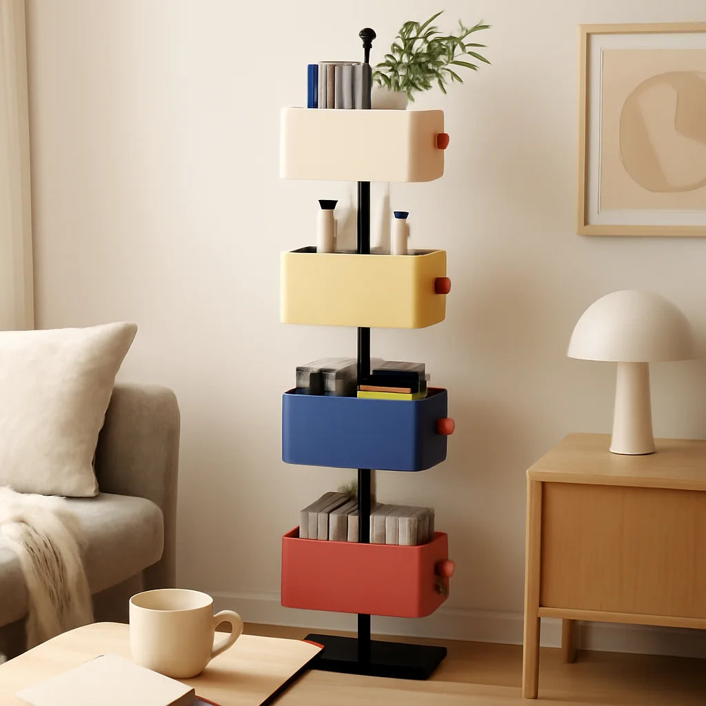 Multilayer Iron Storage Bookshelf Square Modular Display Rack Corner Storage Cabinet Invisible Organizer Shelf Home Office