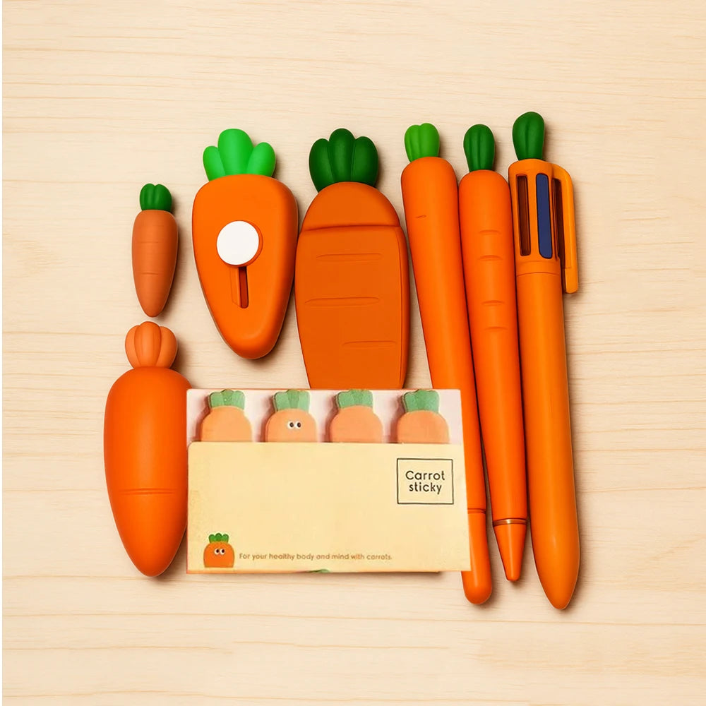 Carrot Stationery Set 8-in-1 Creative Funny Aesthetic School Stationery Material