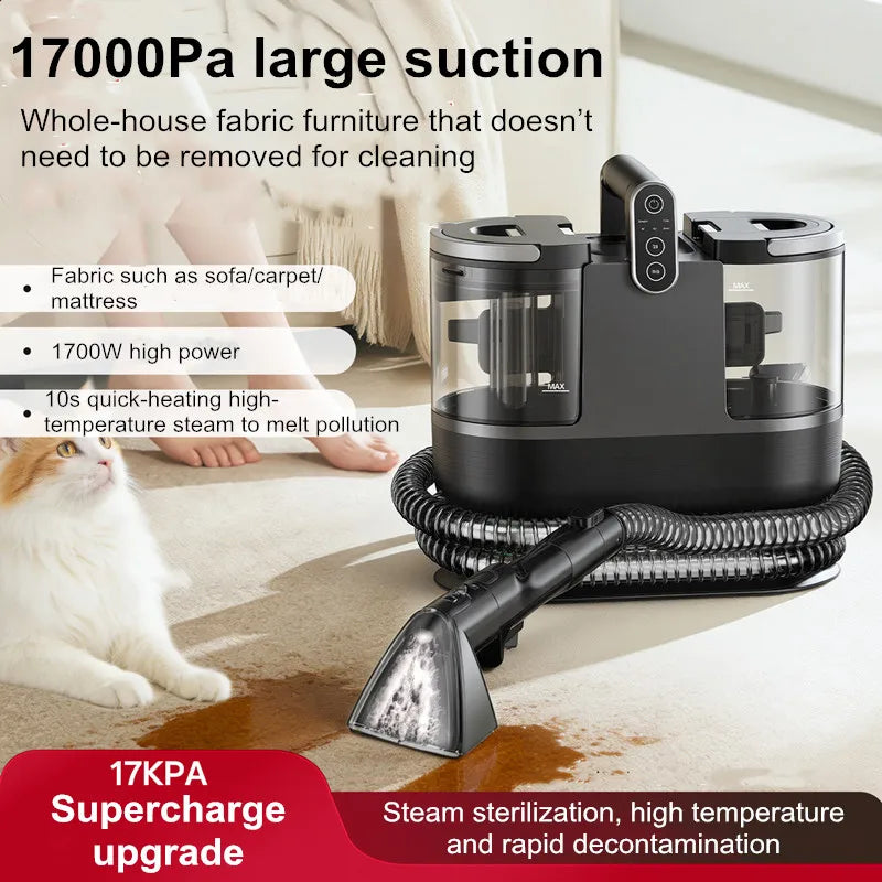 Handheld Fabric Steam Cleaner Multi-Purpose Upholstery Washer for Sofa, Curtain & Mattress 1500W High-Pressure Spray & Suction