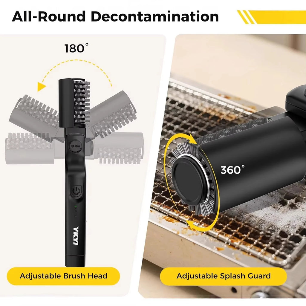 TINSOL Electric barbecue grill cleaning brush, wireless, rechargeable, rotatable, adjustable, for cleaning stubborn grease