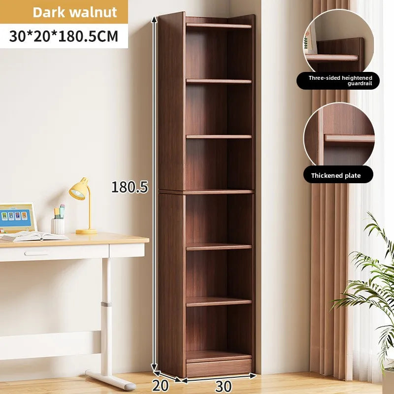Narrow Bookshelf Modern Simple Small Floor-to-wall Multi-layer Storage Rack Corner Cabinet Narrow Locker