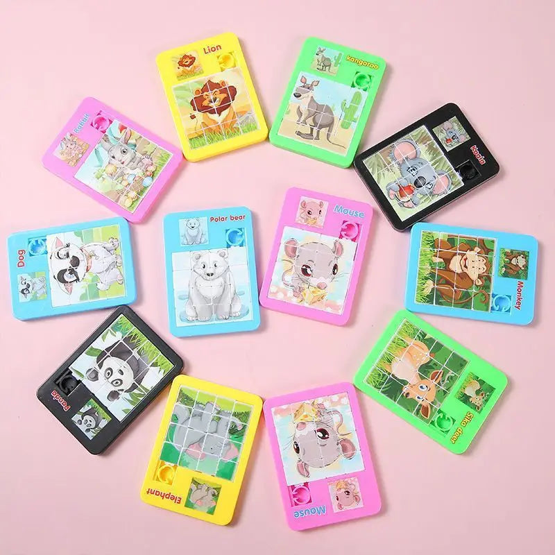 6PCS Animal Number Plastic Slide Puzzle - Logic Early Education Children's Puzzle Toy School Kindergarten Gift